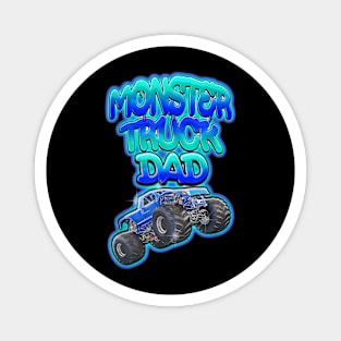 Monster Truck Dad Cool Blue Graffiti Style Magnet